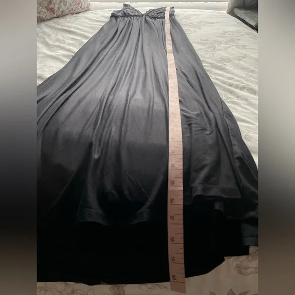 Y2K Black Velvet Babydoll Leopard Lace Maxi Slip Dress Medium Whimsigoth Goth - Picture 4 of 9